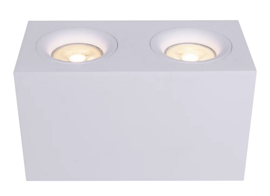 Spot dublu aplicabil din Aluminiu Alb H11.5xL20cm IP 20 GU10 50W Slim