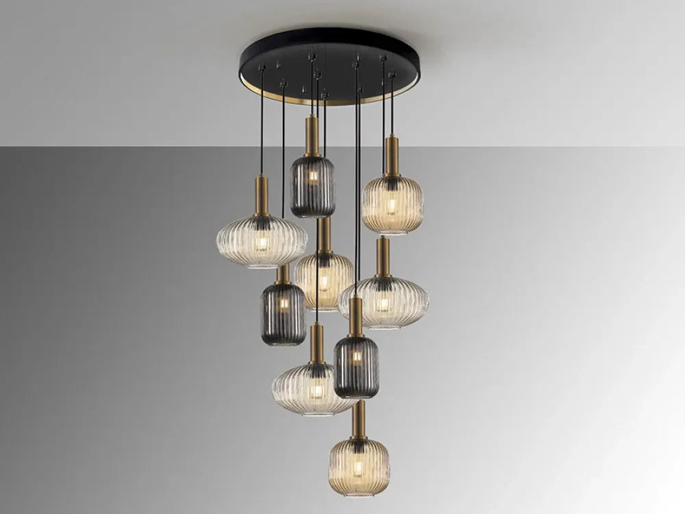 Candelabru din Metal Negru/Alama si Sticla Multicolor D80xH320cm Norma