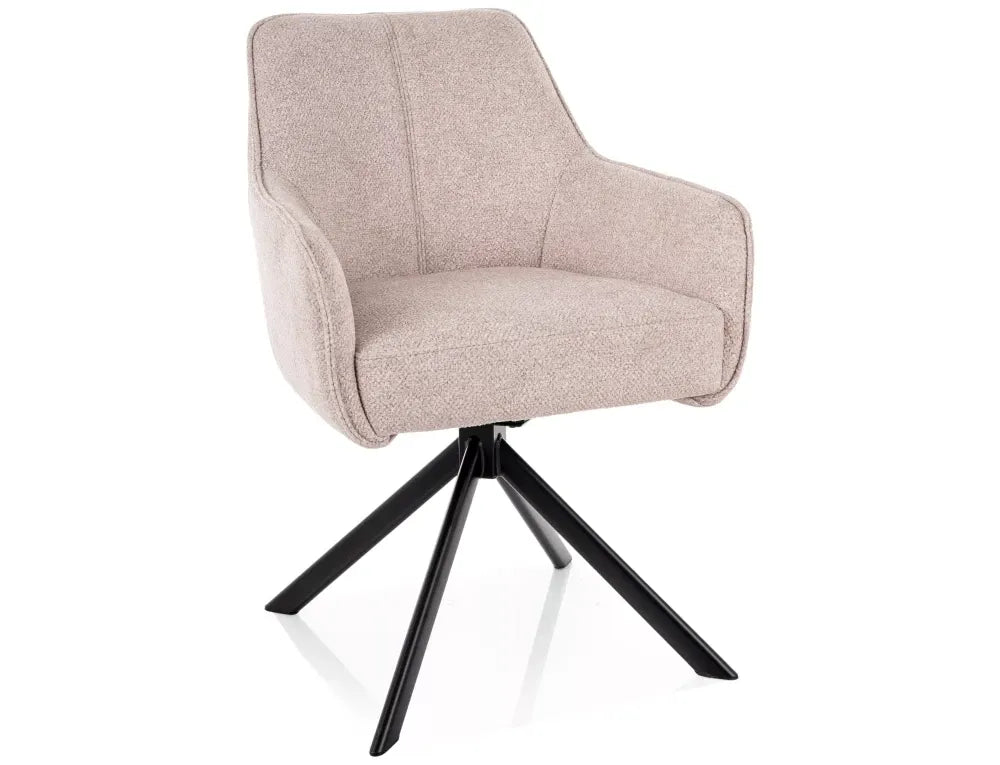 Scaun rotativ din Stofa Bej si Metal Negru H83xL55xA62cm Notti