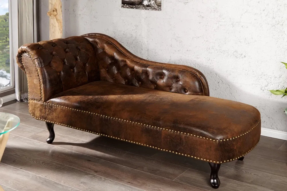 Sezlong tapitat cu Microfibra Maro L175cm Chesterfield