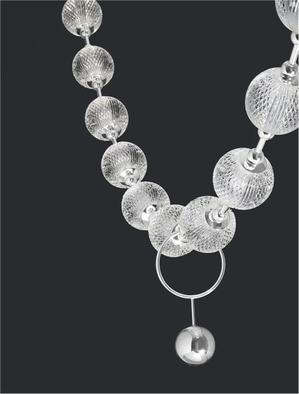Candelabru structura din Aluminiu Argintiu si abajur din Acrilic Transparent H120xL185cm IP20 49W 3256lm 3200k BRILLANTE