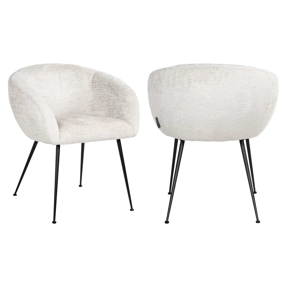 Scaun tapitat cu Stofa Crem cu picioare din Metal Negru H77xL65xA62cm Ruby Richmond Interiors