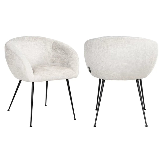 Scaun tapitat cu Stofa Crem cu picioare din Metal Negru H77xL65xA62cm Ruby Richmond Interiors