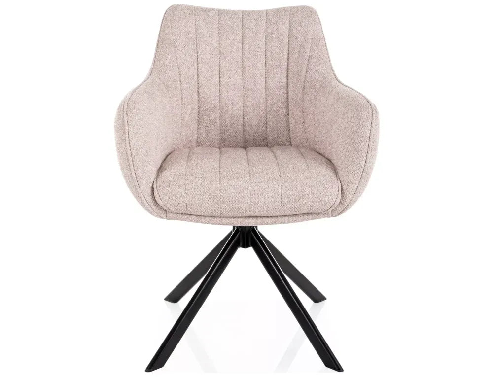 Scaun rotativ din Stofa Leo Bej deschis si Metal Negru H86xL61xA58cm Azalia