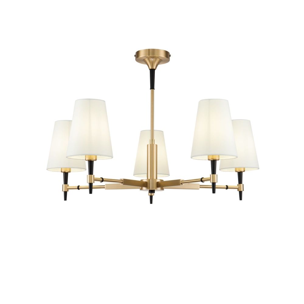 Candelabru rotund din Textil Alb cu 5 becuri D78xH51cm Zaragoza
