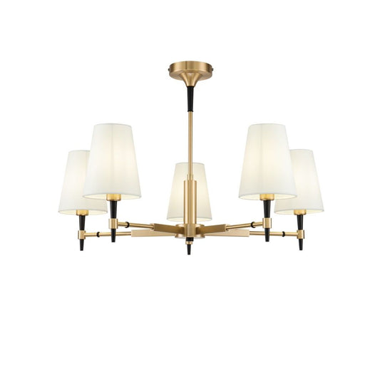 Candelabru rotund din Textil Alb cu 5 becuri D78xH51cm Zaragoza
