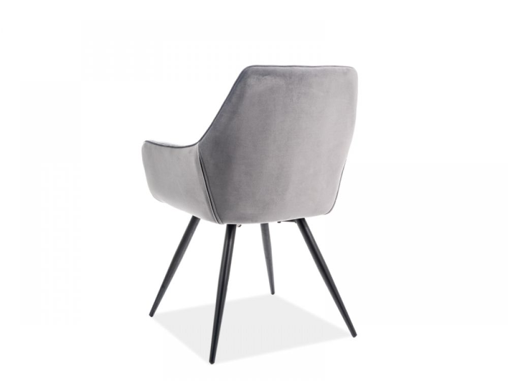 Scaun cu brate din Catifea si Metal Gri/Negru H82xL59xA43cm Linea Velvet