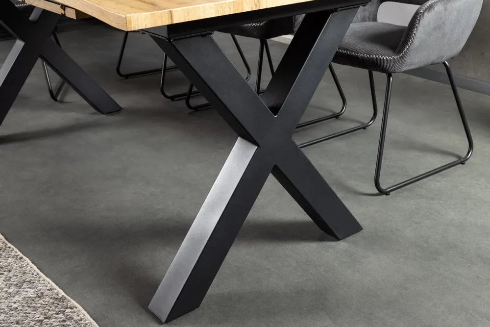Masa din Derivat din lemn Maro si Metal Negru L180-220xH75cm Wild