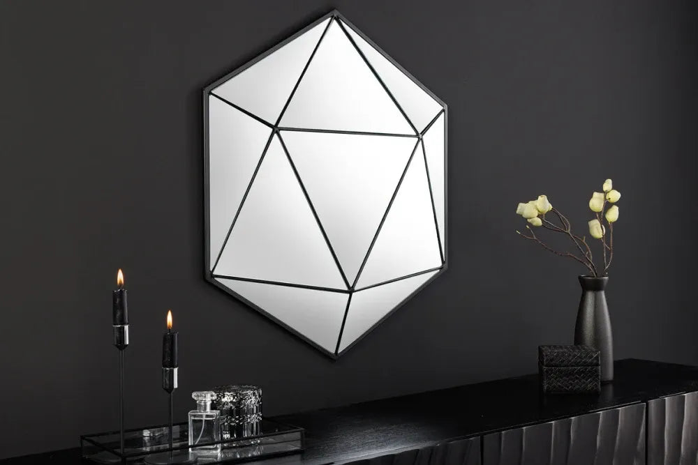 Oglinda cu rama din Metal Negru H62xL62cm Diamond