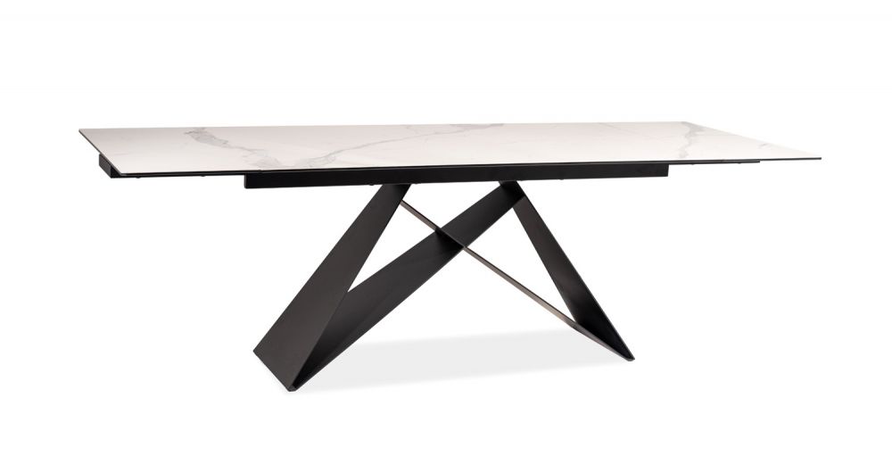 Masa extensibila dreptunghiulara din Ceramica Alb/Negru de 8-10 persoane L160/240x90cm Westin