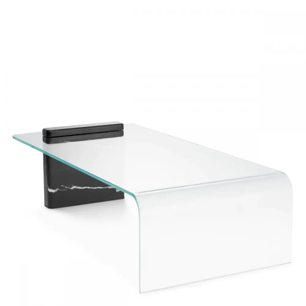 Masuta de cafea Dreptunghiulara din Marmura Negru si Sticla securizata Transparent L133.5xl65cm Stonecrest Eichholtz