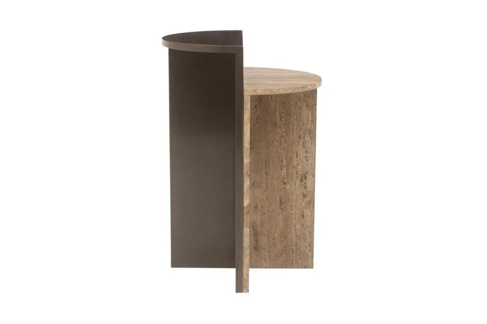 Masuta laterala din MDF/Metal Maro si Travertin Maro D40xH60cm Russo Richmond interiors