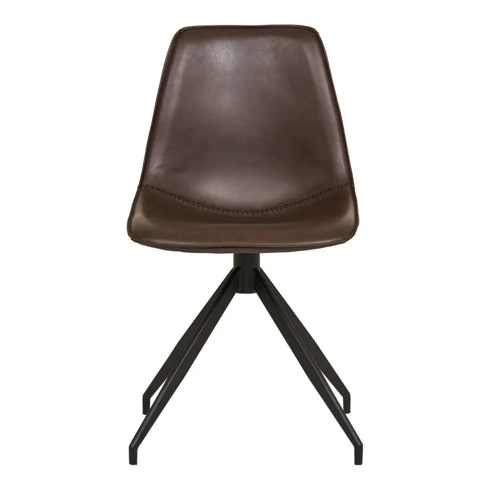 Set 2 scaune din Metal Negru si Piele sintetica Maro inchis H86xL48xA56cm Monaco