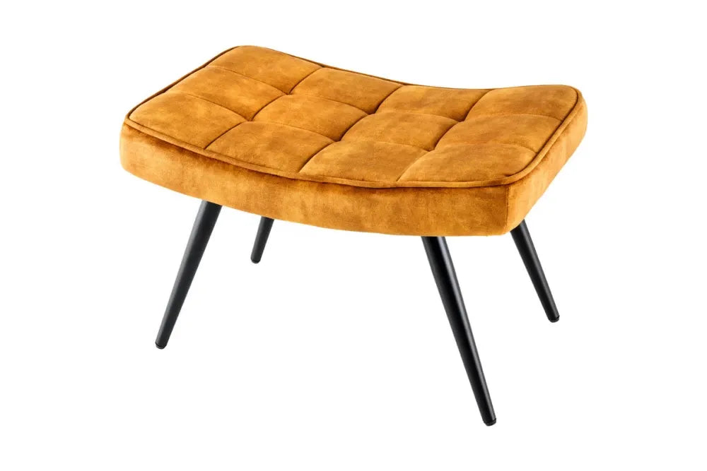 Puf din Metal Negru si Catifea Galben H42xL61cm Scandinavia