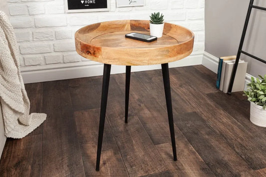 Masuta laterala din Lemn de mango Maro si Metal Negru D45xH54cm Pure