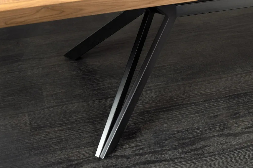 Masa extensibila din MDF/Funir de stejar Maro si Metal Negru L200-320xH76cm GIANT