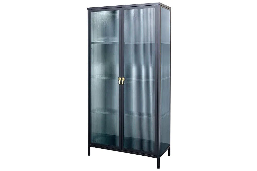 Dulap din Metal Negru si Metal/Sticla securizata Negru/Transparent L80xH160cm AMSTERDAM