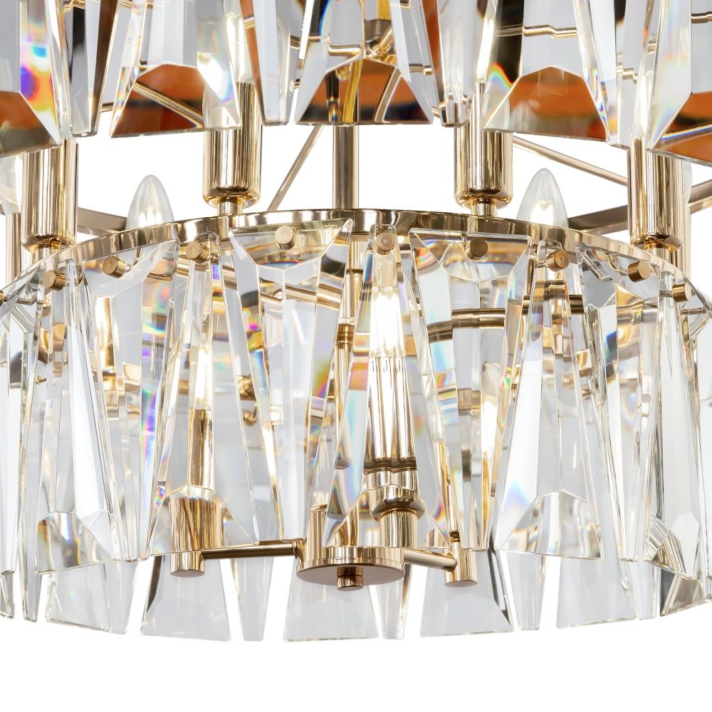 Lustra rotunda cu inaltime reglabila din Sticla Transparent cu 12 becuri D68xH80cm Puntes
