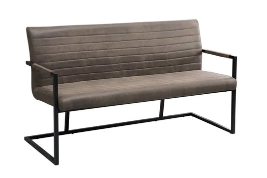 Banca din Metal Negru si Microfibra Maro taupe H88xL160cm Loft
