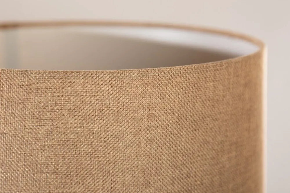 Veioza din Lemn de tec Maro si Textil Bej H50xD27cm Harmony