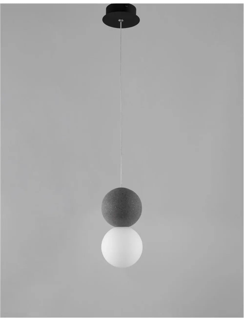 Pendul structura din Metal Negru/Gri si abajur din Sticla Alb H120xL10cm IP20 ZERO