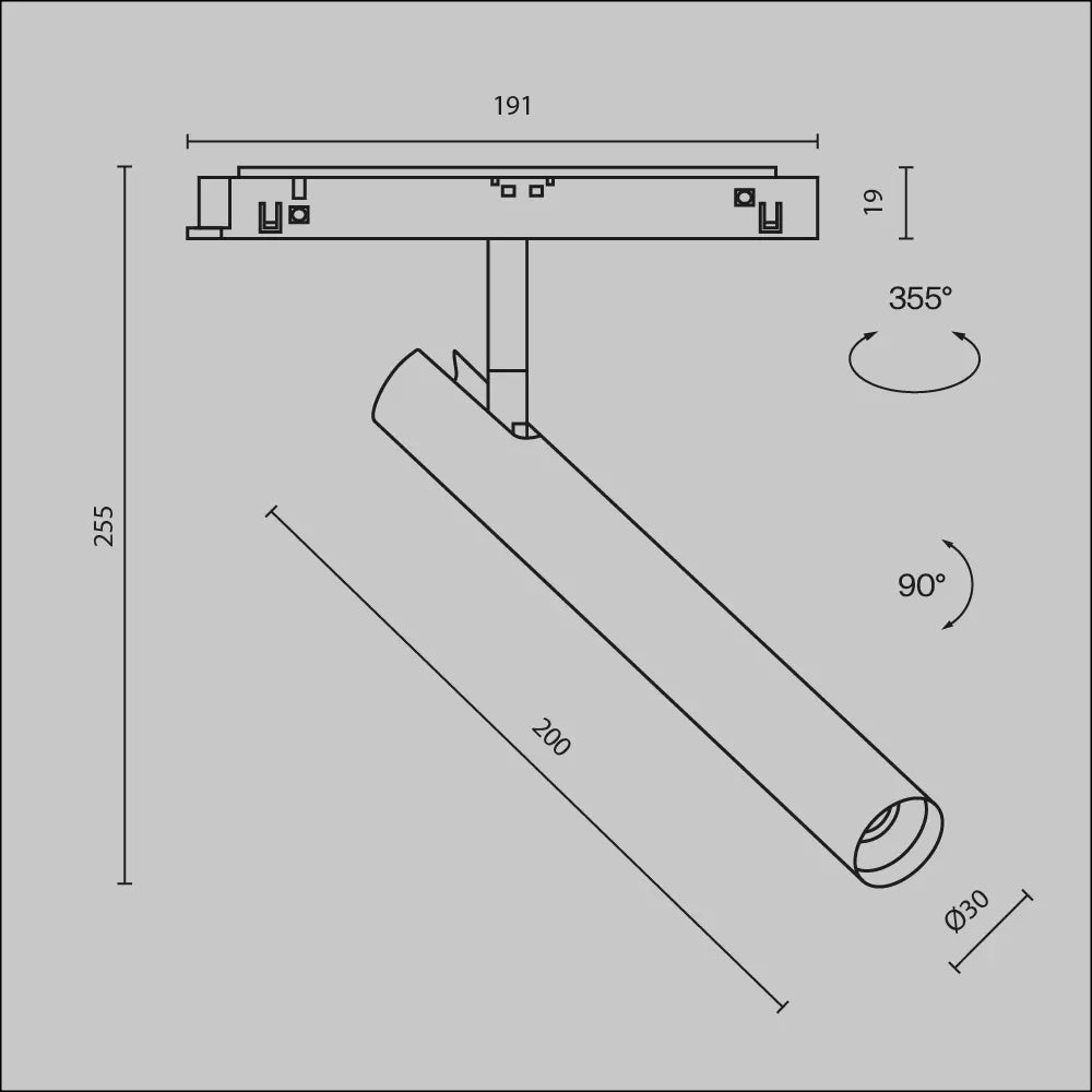 Spot pentru sina Exility din Aluminiu Negru H25.5xL19.1cm 6W 270lm 3000k Focus T