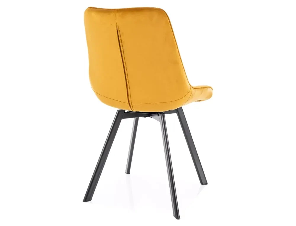 Set 2 scaune din Catifea Galben si Metal Negru Hx88Lx51xA60cm Monti