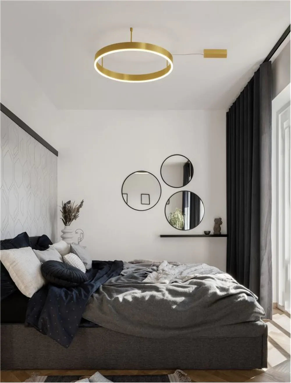 Plafoniera structura din Aluminiu Bronz si abajur din Acrilic Alb H18xL60cm IP20 46W 3700lm 3000k MOTIF