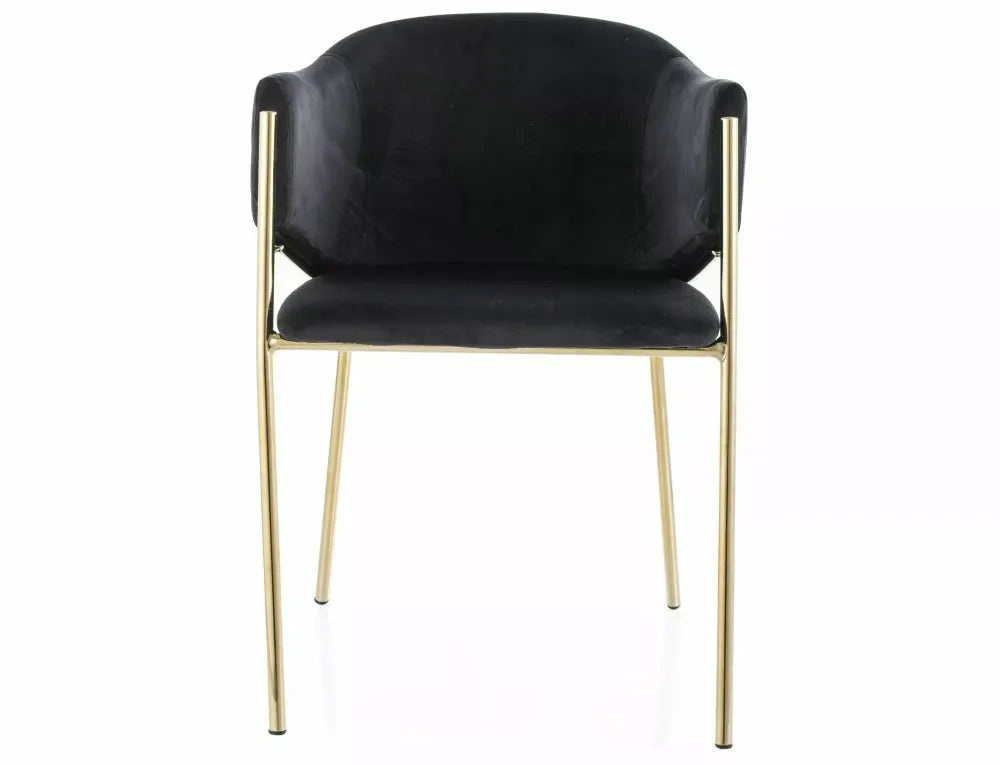 Scaun tapitat cu Catifea Negru cu picioare din Metal Auriu H77xL55xA45cm Bono