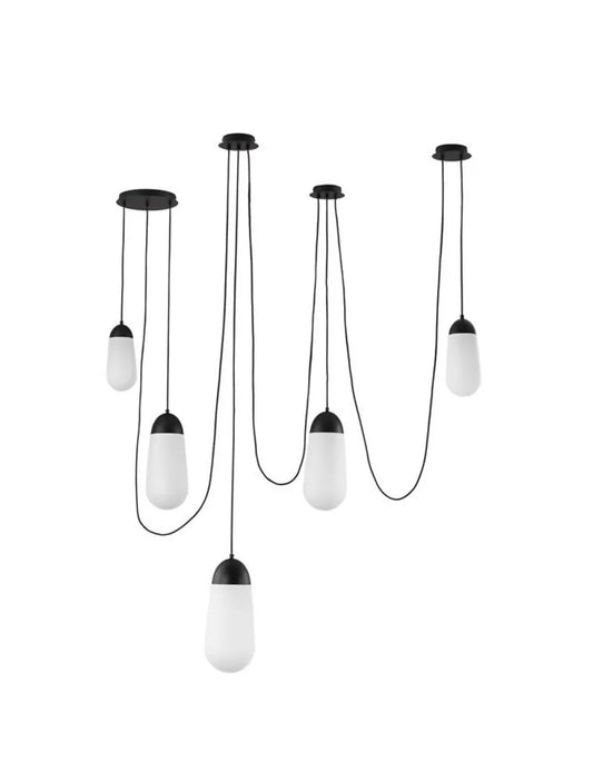 Lustra structura din Metal Negru si abajur din Sticla Alb H300xL170cm IP20 BLAKY