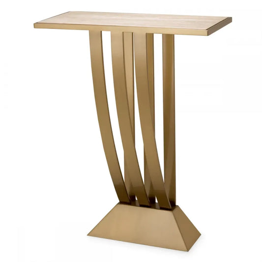 Consola din Travertin Bej si Metal Alama L70xH92.5cm Beau Deco Eichholtz