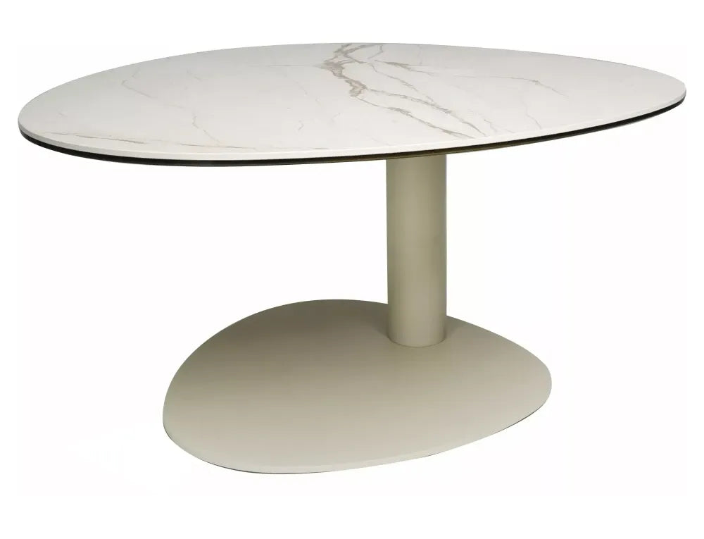 Masuta de cafea din Metal Bej si Sticla securizata+Ceramica Bej mat L74xH38cm Ciao A