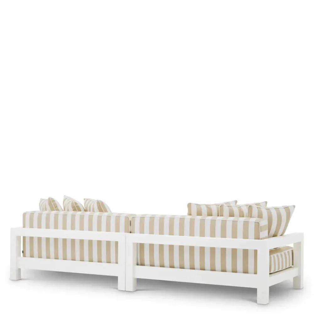 Canapea de exterior din Metal Alb si Stofa Alb/Bej H72xL273.5cm Cap-Antibes Eichholtz