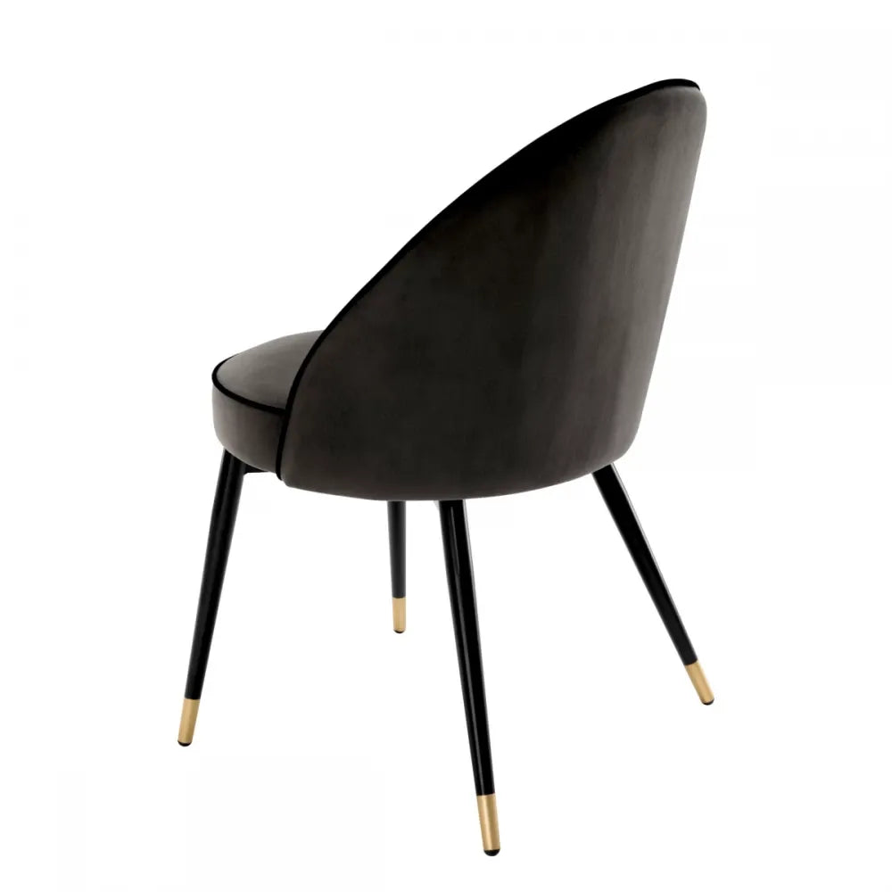 Set 2 scaune tapitat cu Catifea Gri deschis cu picioare din Metal Negru/Auriu H83xL55xA64cm Cooper Eichholtz