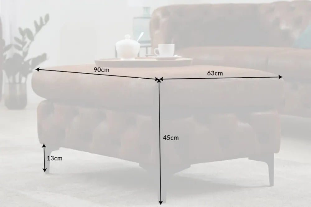 Puf din Metal Negru si Microfibra Maro H45xL90cm Modern Barock