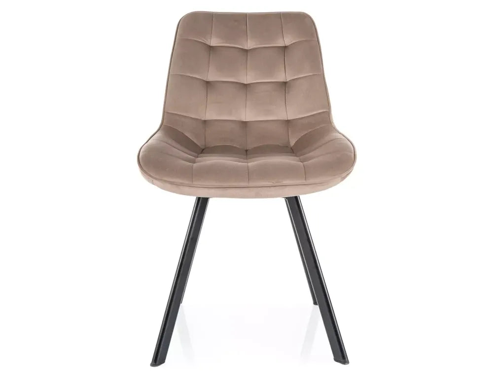 Set 2 scaune din Catifea Bej inchis si Metal Negru Hx88Lx51xA60cm Monti
