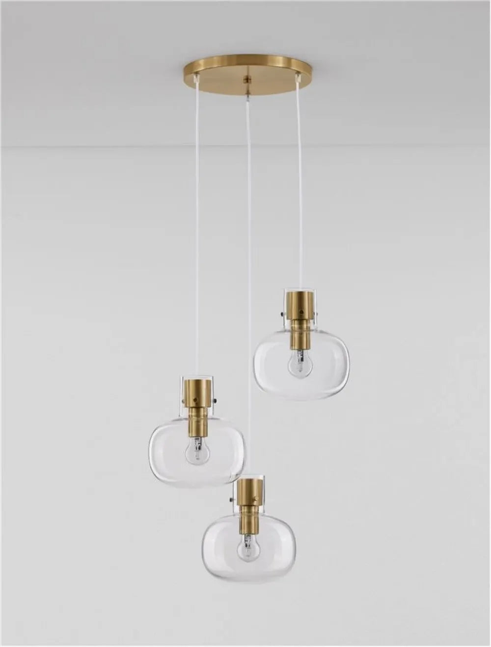 Lustra structura din Metal Alama si abajur din Sticla Transparent H178xL30cm IP20 CINZIA