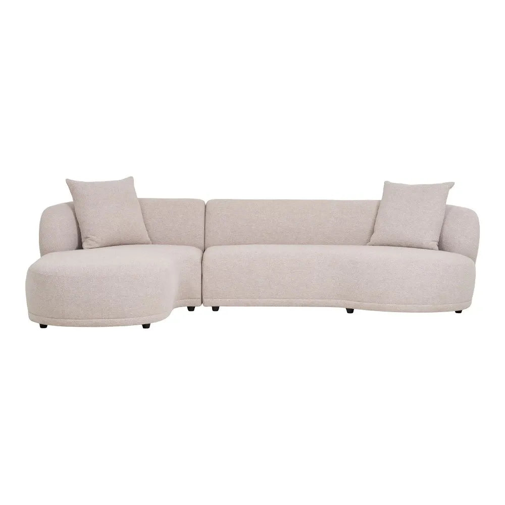 Coltar cu orientare stanga tapitat cu Stofa Bej L294xH69cm Kingston