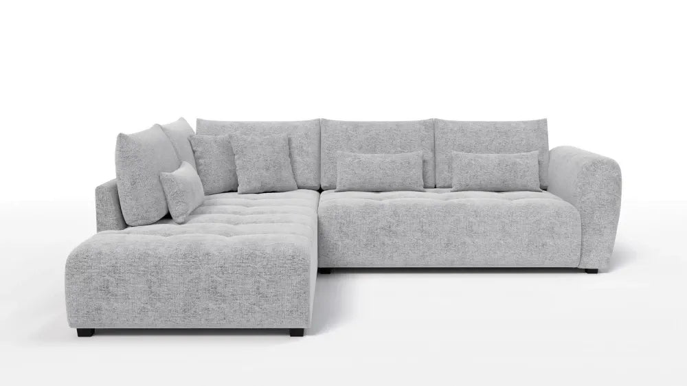 Coltar in forma de L tapitat cu Chenille Gri deschis Sajma 20 L299x234cm Trezzo