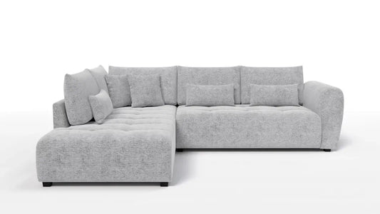 Coltar in forma de L tapitat cu Chenille Gri deschis Sajma 20 L299x234cm Trezzo