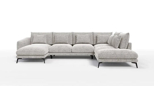 Coltar in forma de U tapitat cu Chenille Bej Sajma 15 L377x228cm Aspen