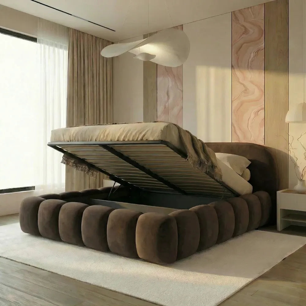 Pat tapitat cu material catifea Maro 200 x 200 Orlando slim