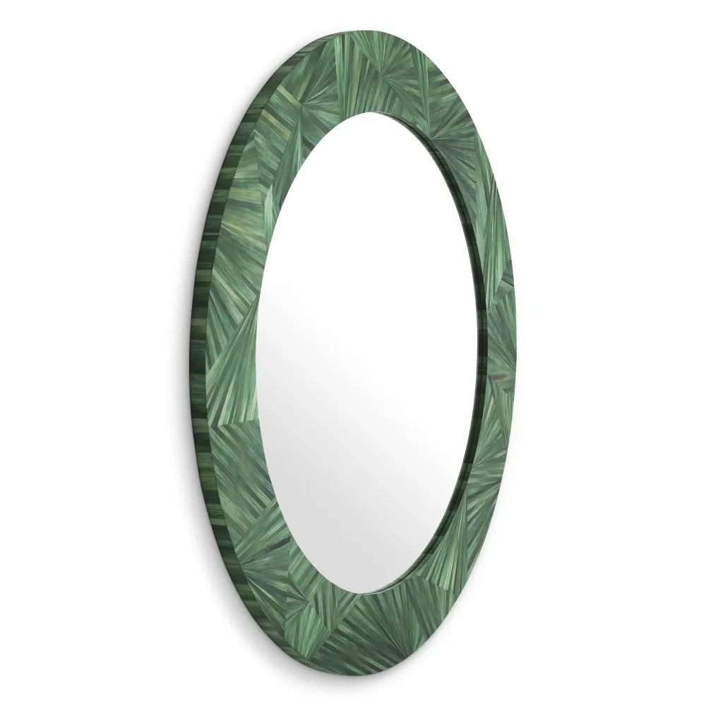 Oglinda cu rama din MDF/Paie Verde D120cm Cassara Eichholtz