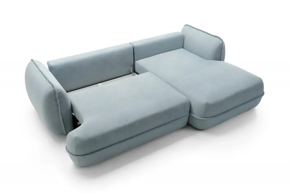Coltar extensibil cu spatiu depozitare din Stofa Cloud Albastru Visby