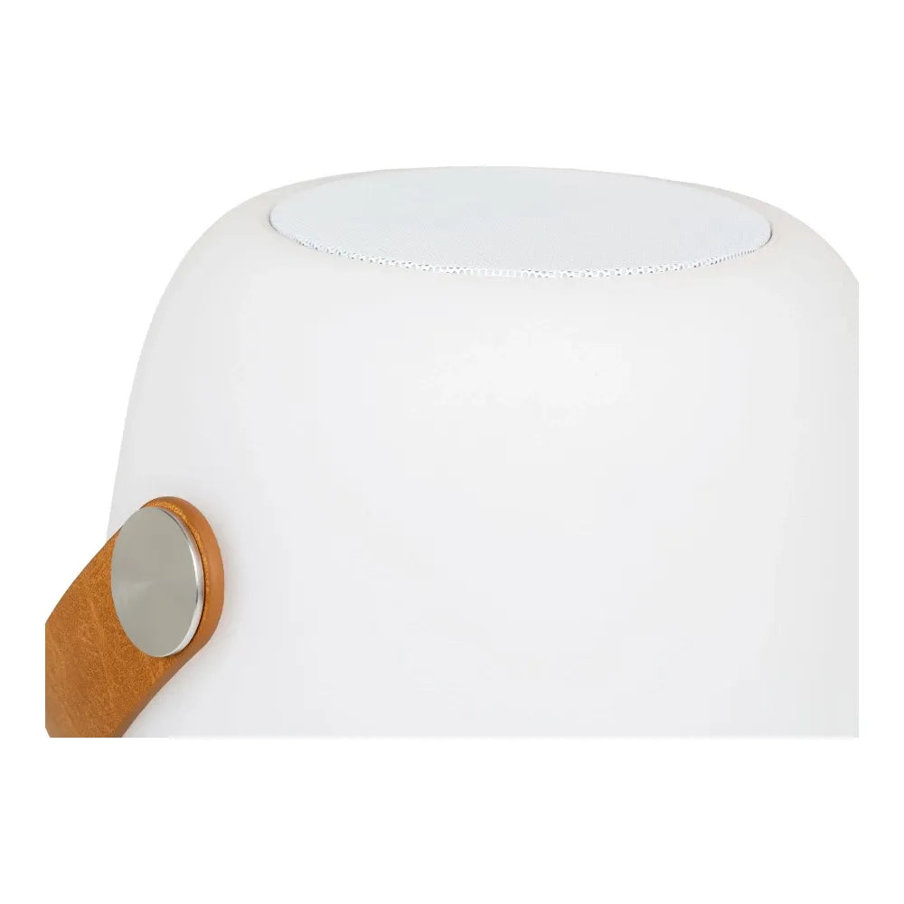 Lampa exterioara reincarcabila cu boxa Bluetooth incorporata din Polipropilena Alb H21xD18cm Cardiff
