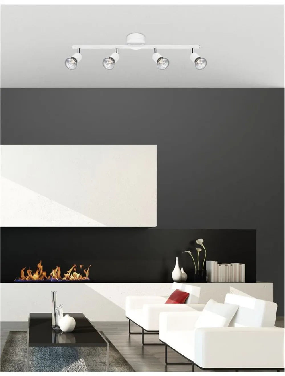 Plafoniera din Metal Alb H10.9xL51cm IP20 BASE