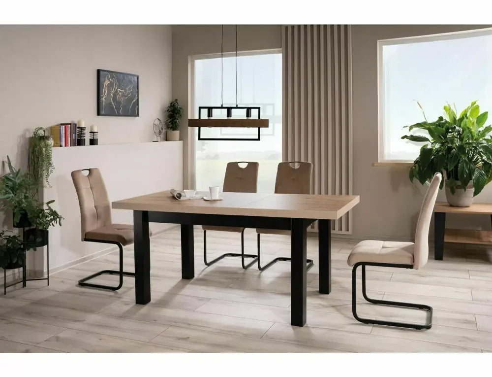 Masa extensibila din PAL Maro/Negru L140-218xH78cm Presto