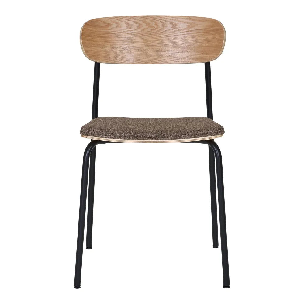 Set 2 scaune din Metal Negru si Lemn de frasin Maro H77xL51xA47cm Estepona