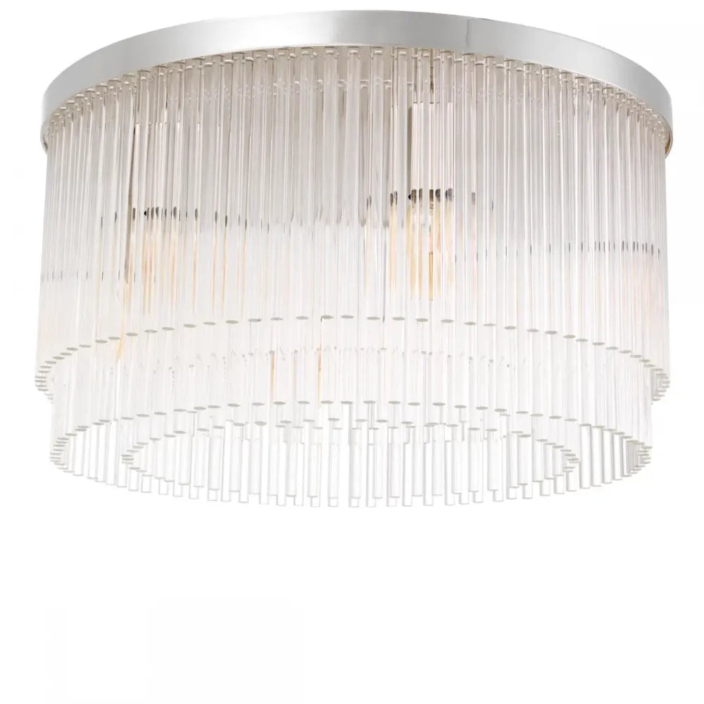 Plafoniera din Metal Argintiu si Sticla Transparent H25xD45cm Hector Eichholtz
