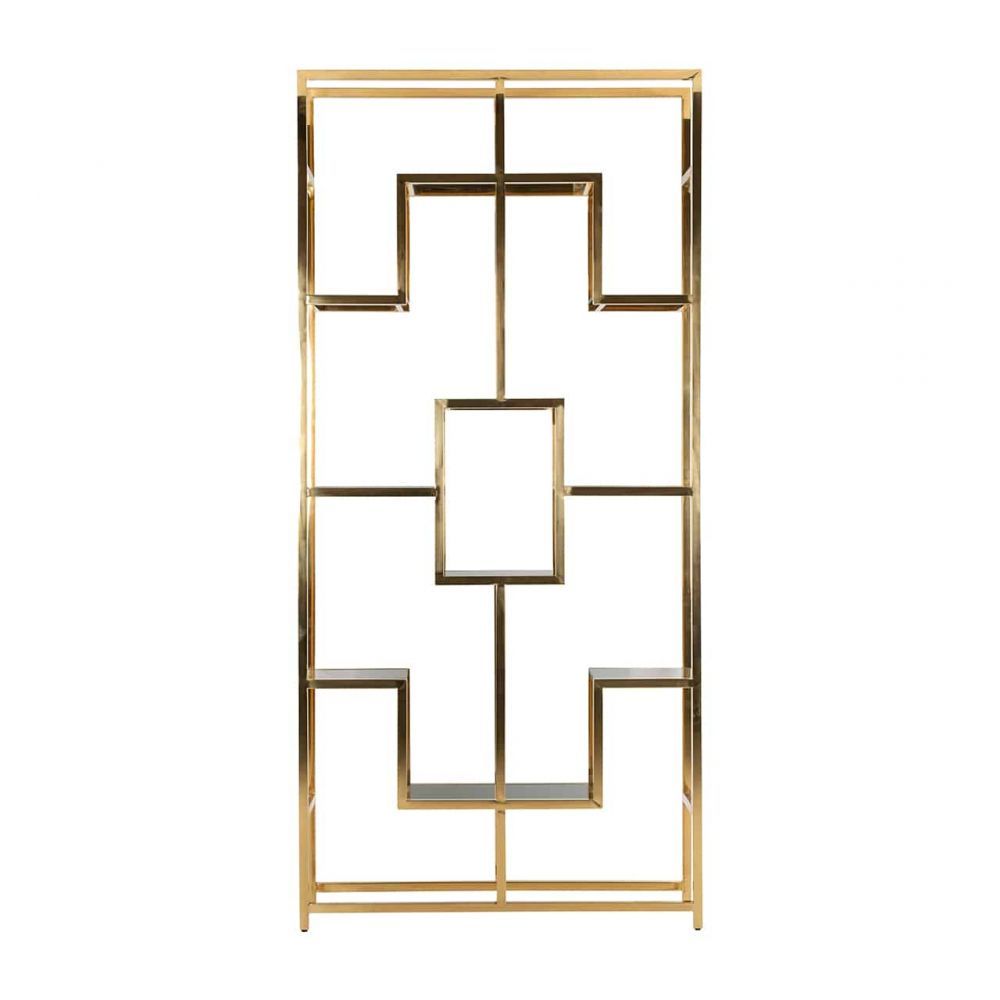 Raft din Sticla securizata si Otel inoxidabil transparent/Auriu Magnus L108xH230cm Richmond Interiors